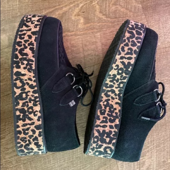 T.U.K. A8639 - Leopard Wrapped Platform Black Creepers - Size US M 6 - Picture 2 of 3